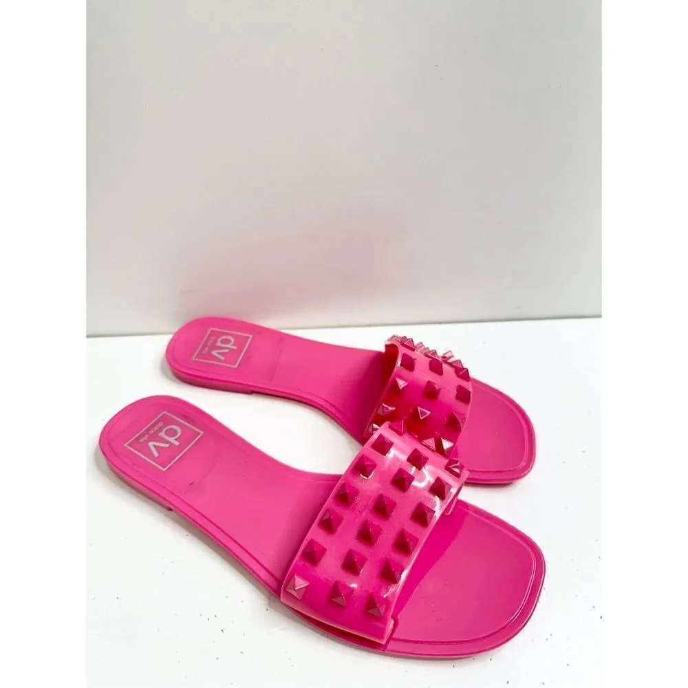 Dolce Vita Jelly Sandals Womens Size 5 Skylar Pink Spiked Slip On Slides - Image 5