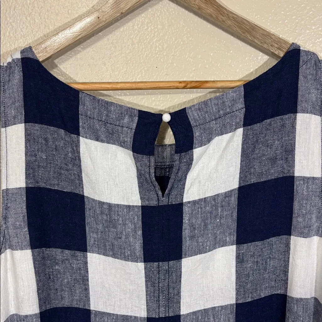 Ava & Viv Navy Linen Rayon Gingham Trapeze Dress with Pockets Size 1X - Image 7