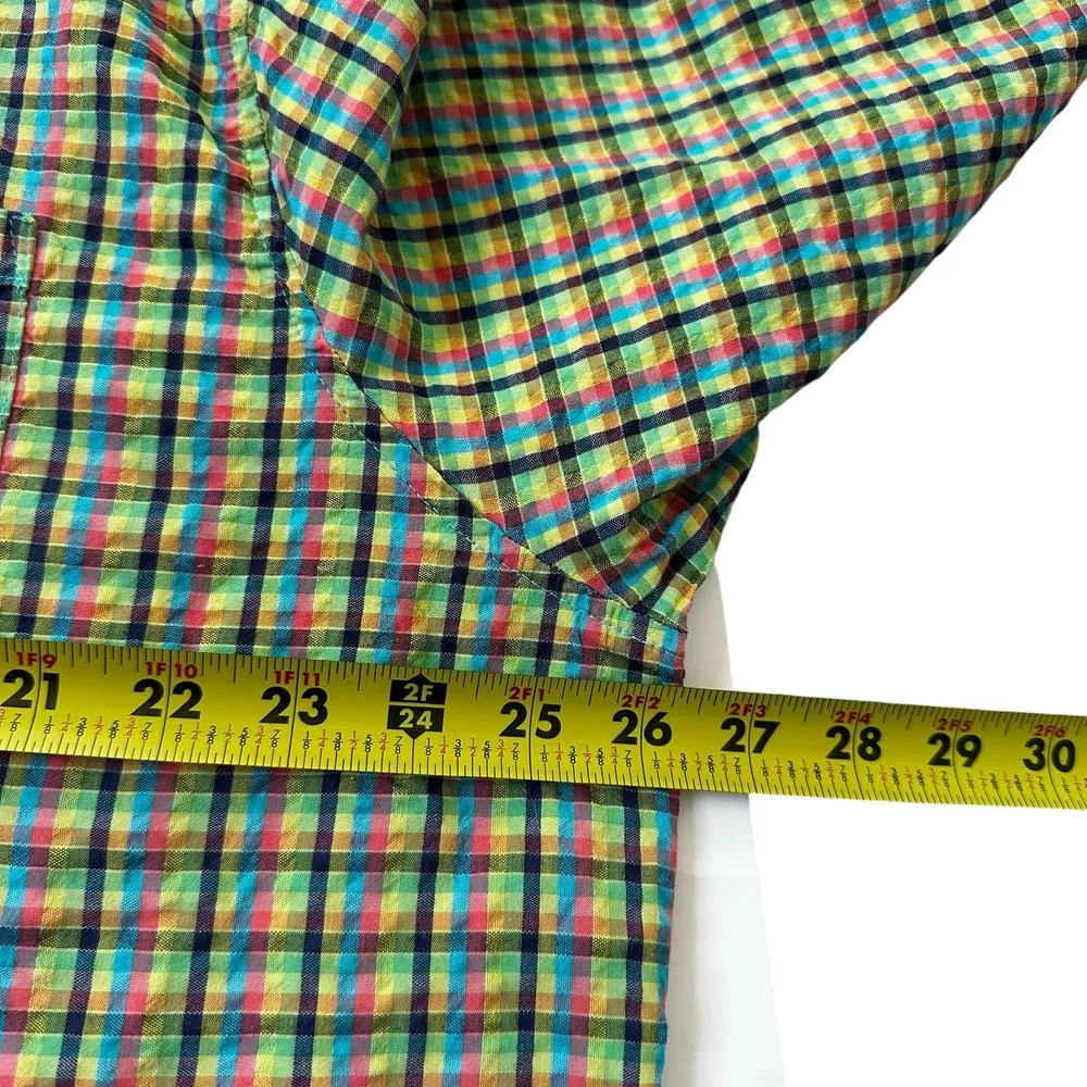 Aerie Multicolor Plaid Seersuckers Top Women Petite Size Large | 65-20 - Image 6