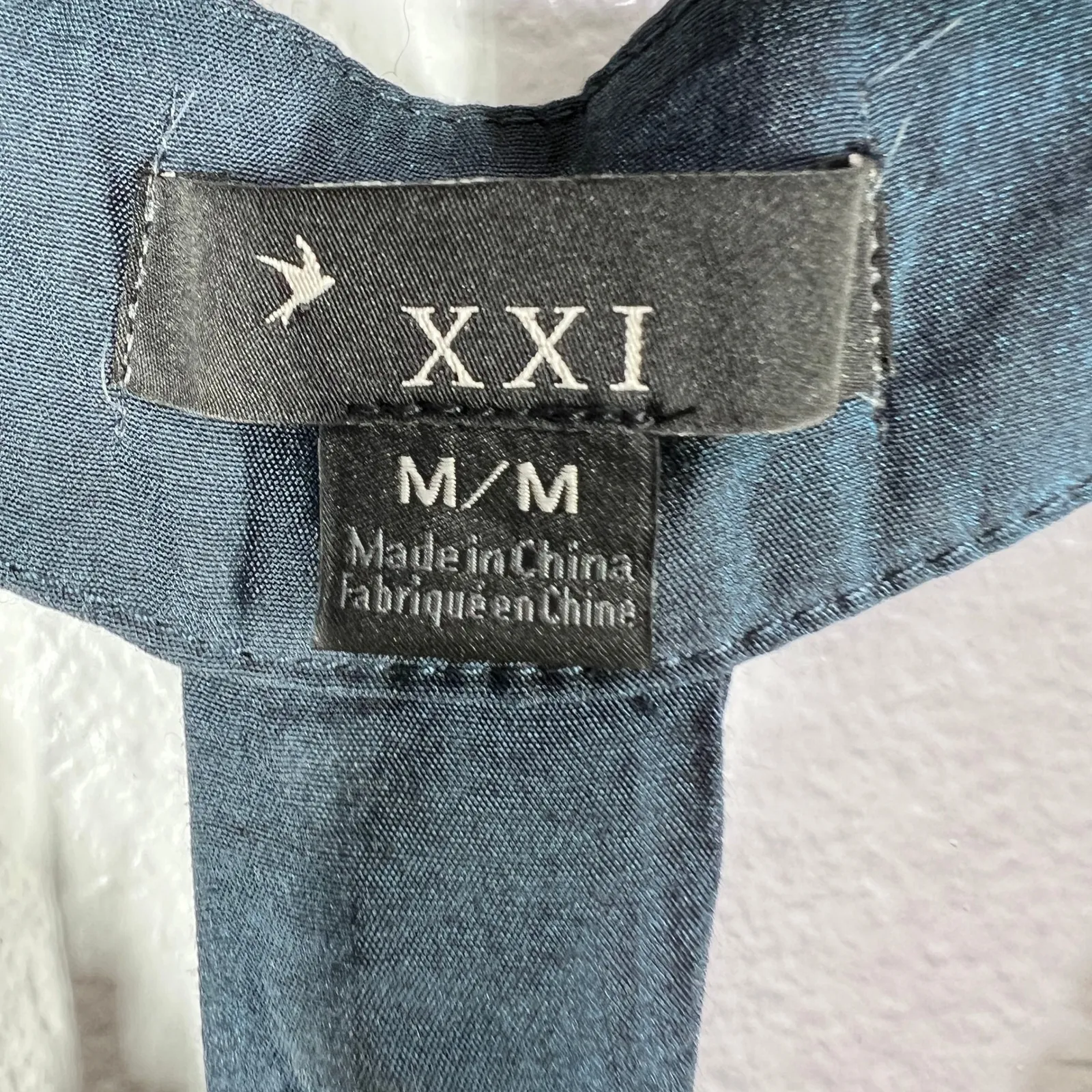 XXI Crochet High Neck Top Sleeveless Pockets Medium  Navy‎ Y2K Style Babydoll - Image 3