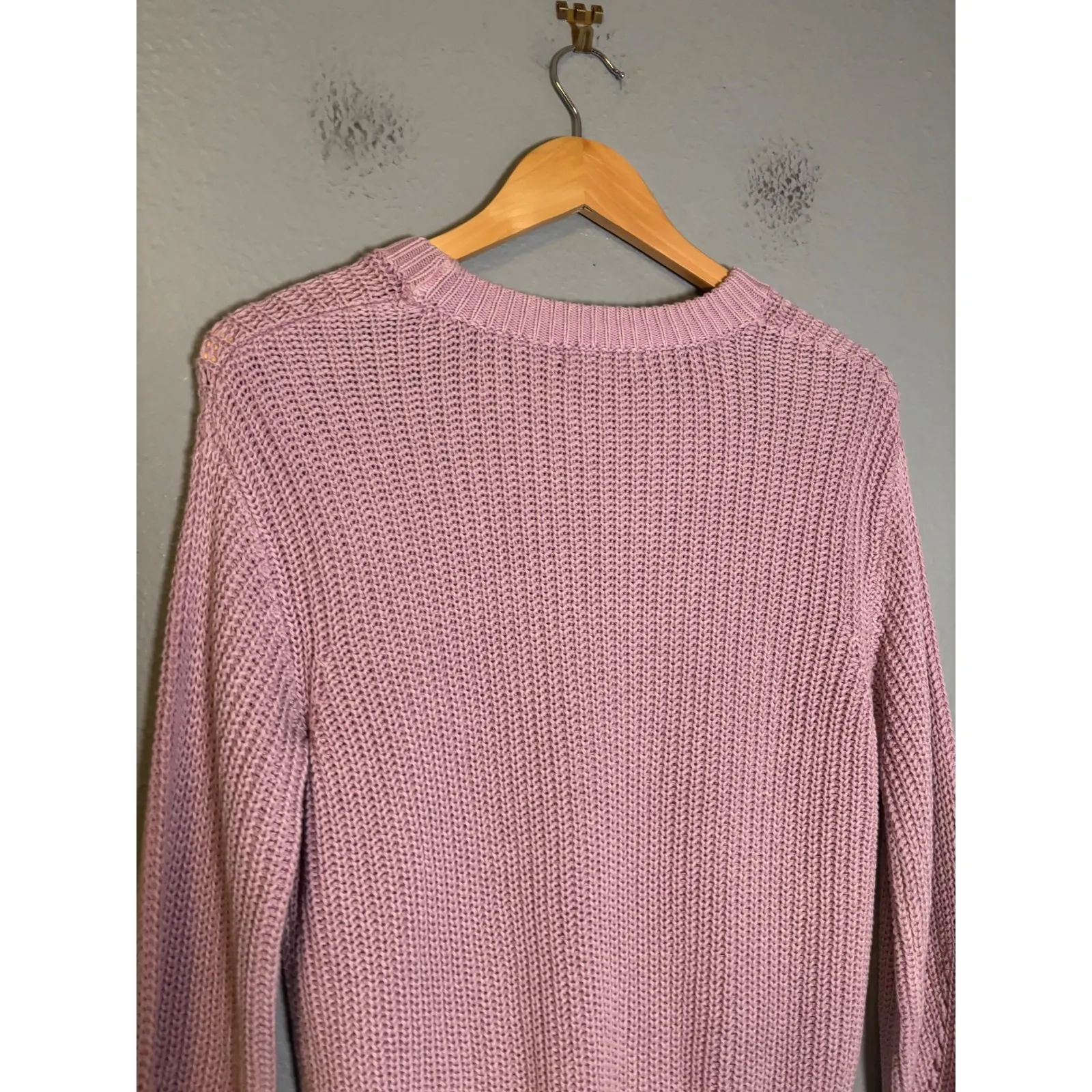 Marine Layer Ramona Pointelle Cotton Crewneck Sweater Lilac Purple Size Small - Image 7