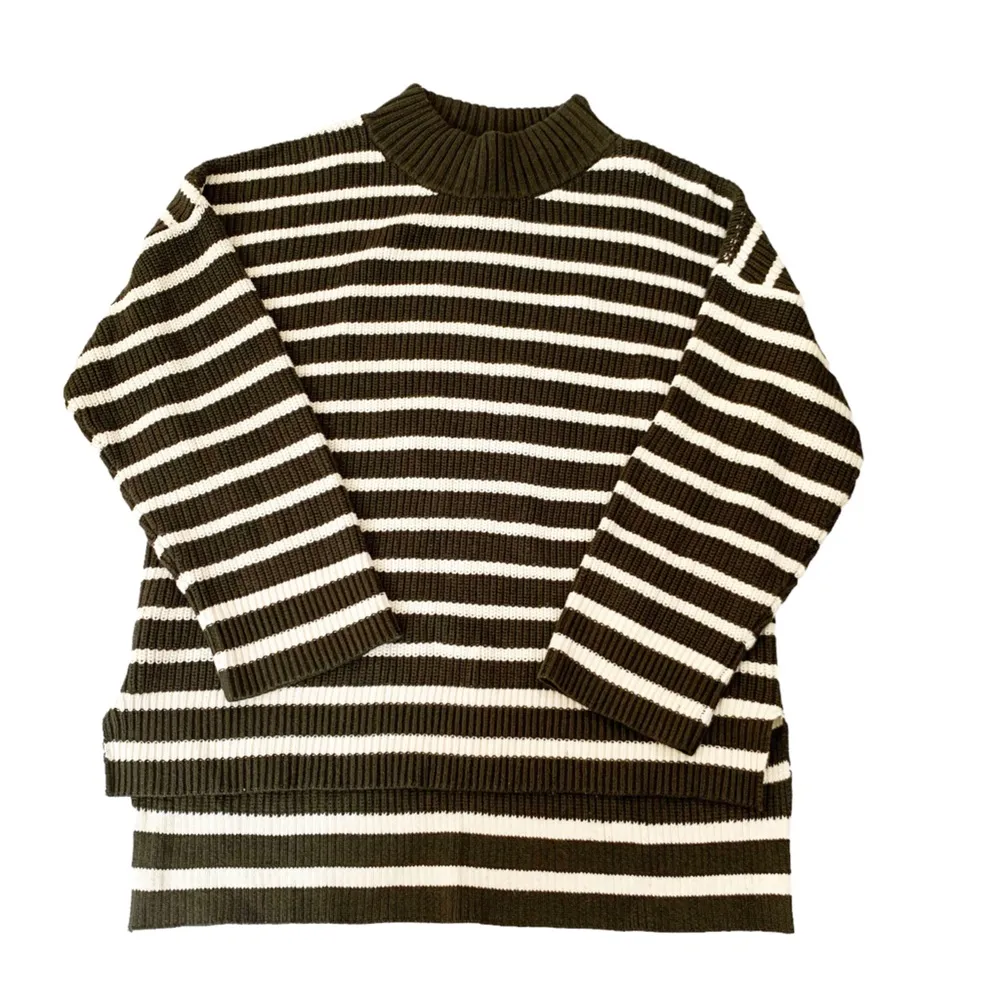 Apiece Apart Carolina Olive Stripes Eco Organic Cotton Pullover Sweater M/L NWT - Image 4