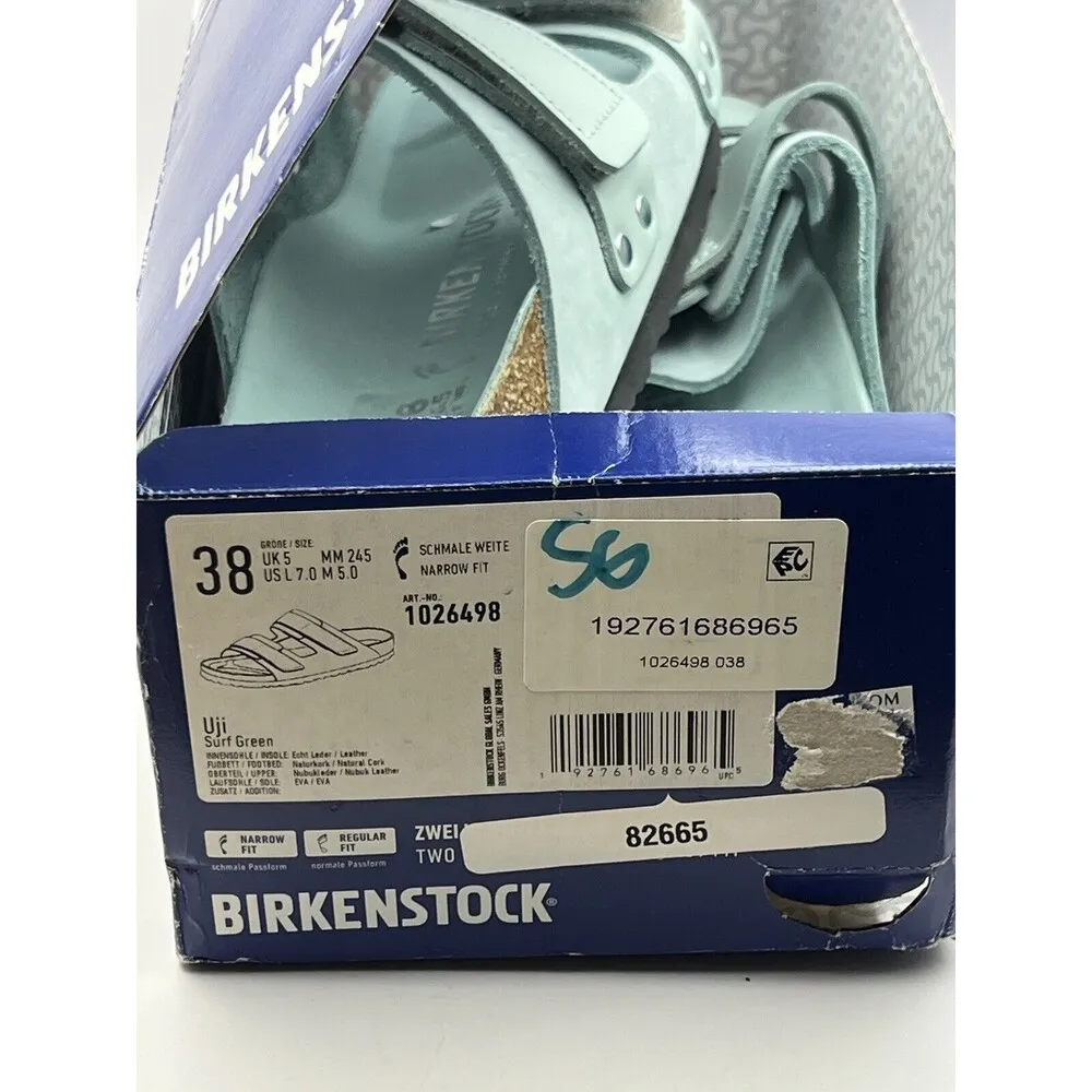 Birkenstock Uji Shine Slide Sandal SURF GREEN Narrow Size 7 US / 38 EU New $160 - Image 5