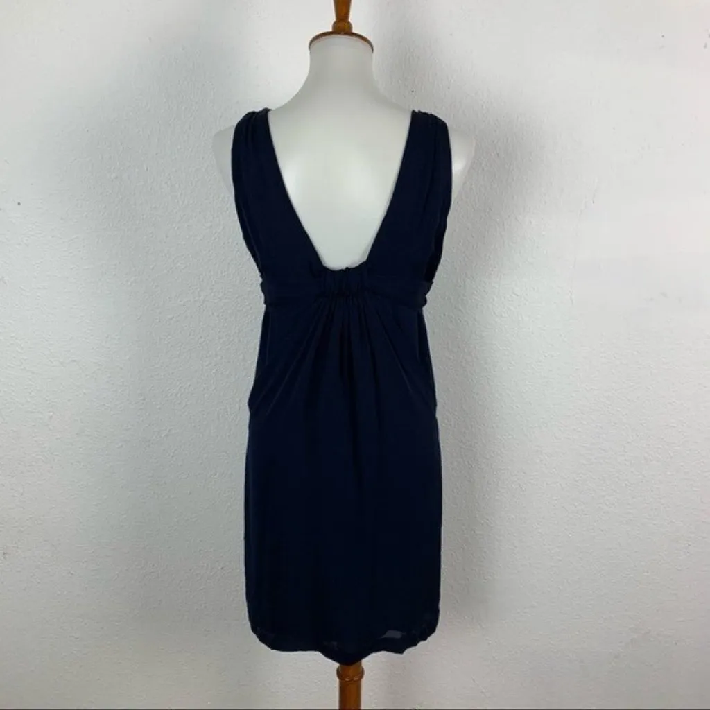 Graham And Spencer 100% Silk Deep‎ V Neck Cocktail Party Dress Small Made In USA Blue - Image 5