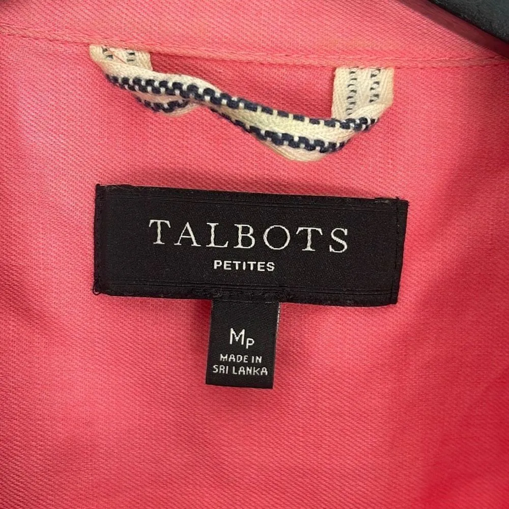 Talbots Womens Full Zip Blazer Jacket Linen Blend Lightweight Pink Medium Petite - Image 6
