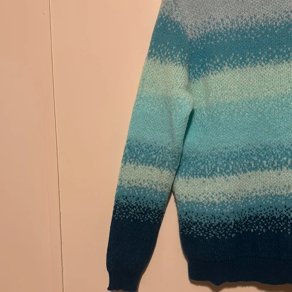 Candace Cameron Bure Teal Ombre Women's Sweater Blue - Image 4