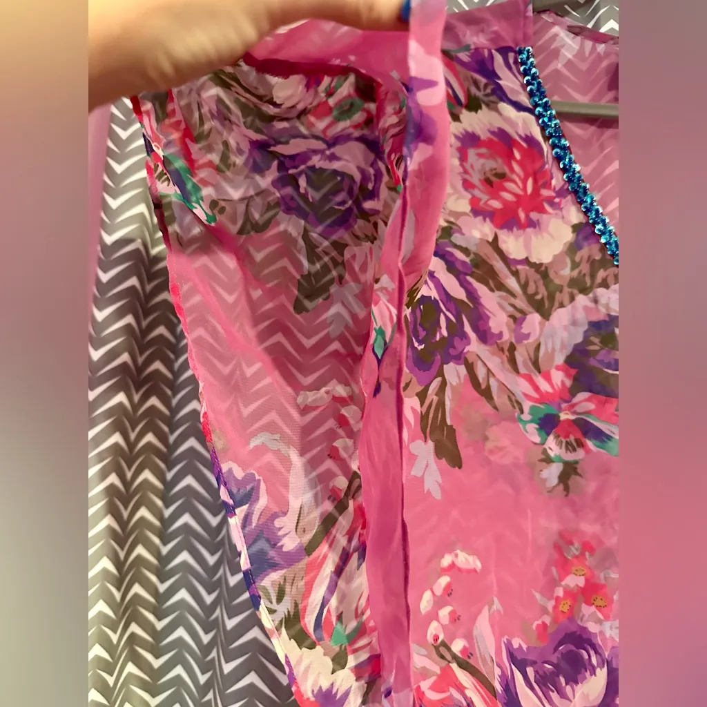 Free People | Sheer Floral Sequin Kimono Blouse, Size S - Image 5