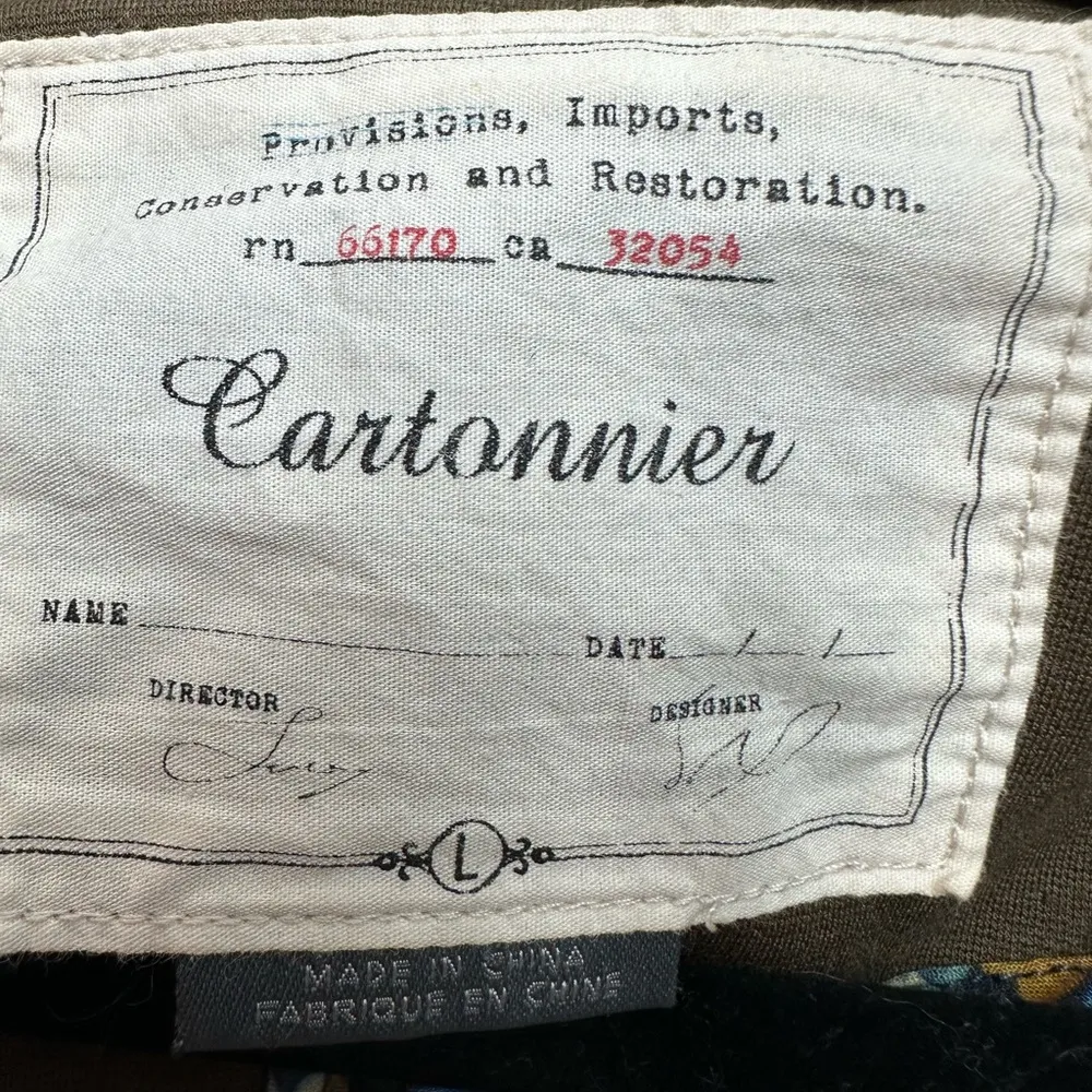 Anthropologie Cartonnier Olive Brown Button Crop Military Jacket Blazer Size L - Image 9