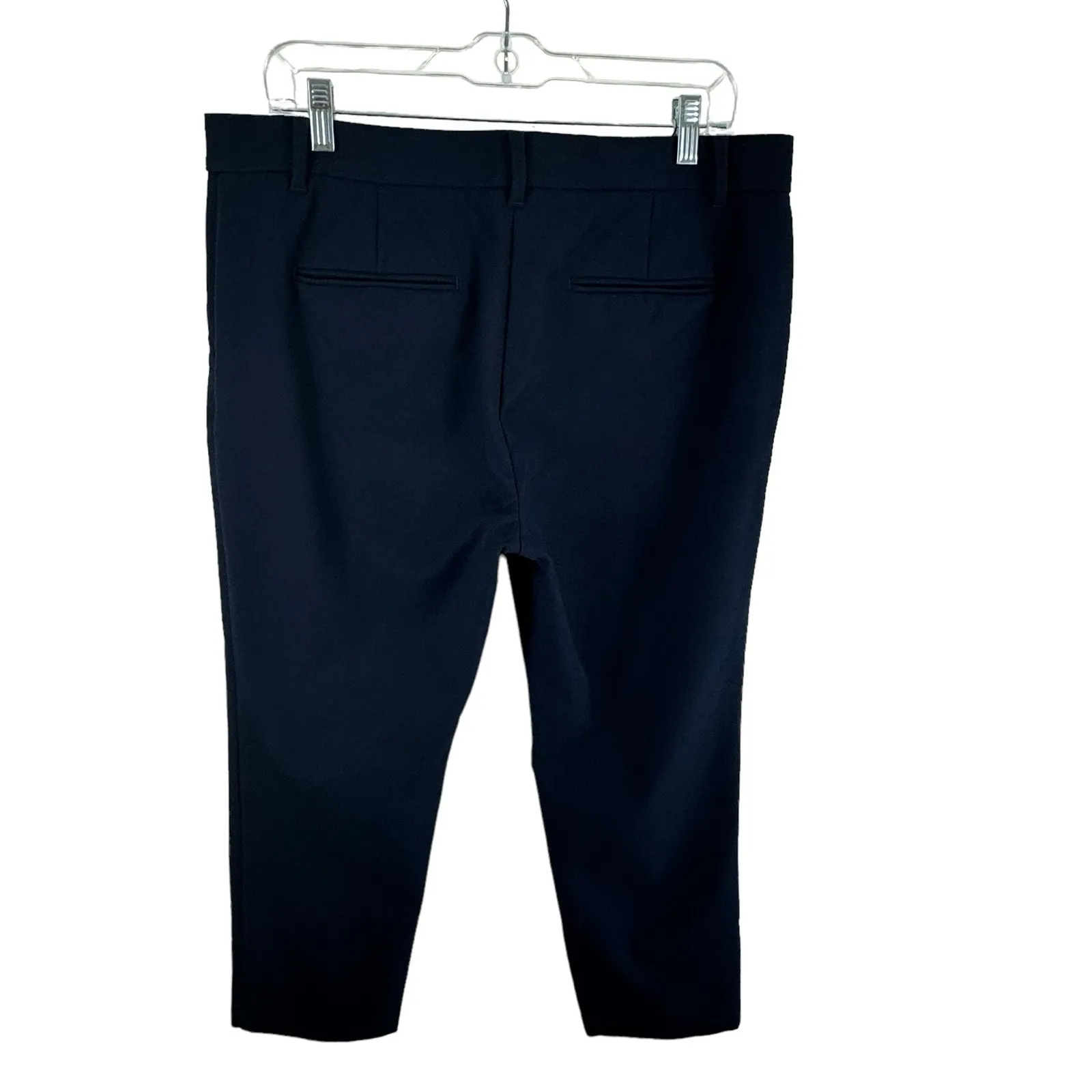 Ann Taylor Navy Blue High Rise Straight Leg Cropped Cotton Dress Pants Size‎ 12 - Image 2