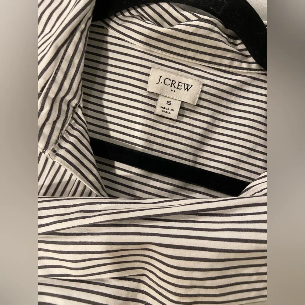 J. Crew Size S Black White Stripe Long Sleeve V Neck Collared Popover Tunic Top - Image 8