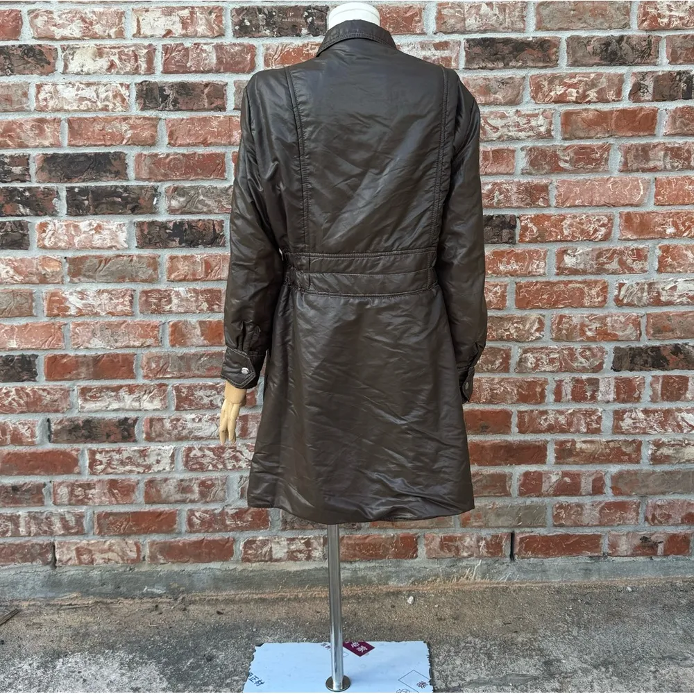 Pearlized nylon brown knee length coat / L / Excellent condition Size L - Image 10