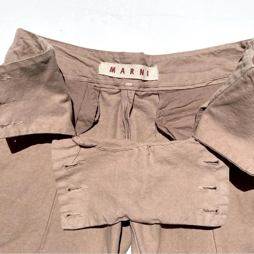 MARNI Made in Italy Women’s Sailor Pant Wide Leg Button Closure Khaki Size 40 - Image 7