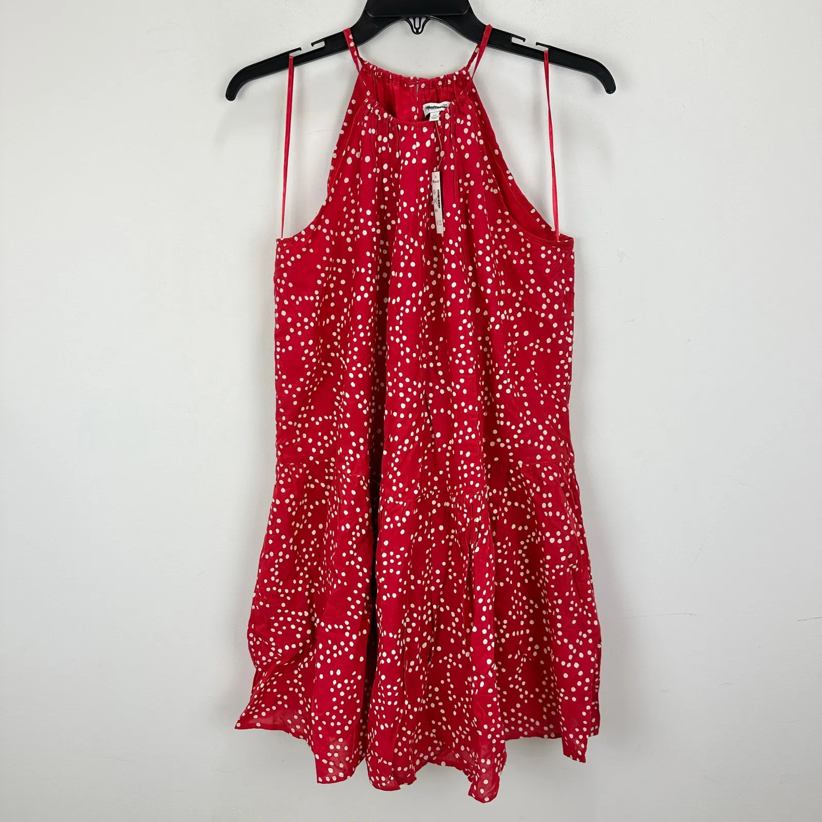 Madewell Drop Waist Mini Dress Polka Dot Trapeze Relaxed Festival Red XS NWT - Image 7