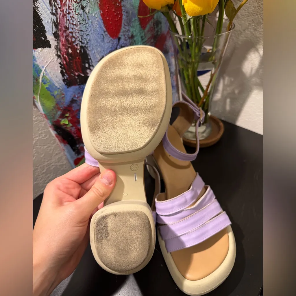 Italian Lavender Platform Heeled Sandals Purple Size 37 - Image 6