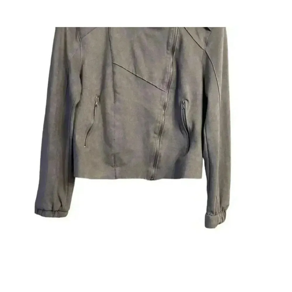 BLANKNYC Faux Suede Moto Bomber Jacket Vapor Nordstrom Grey Women’s SZ S Gray - Image 6