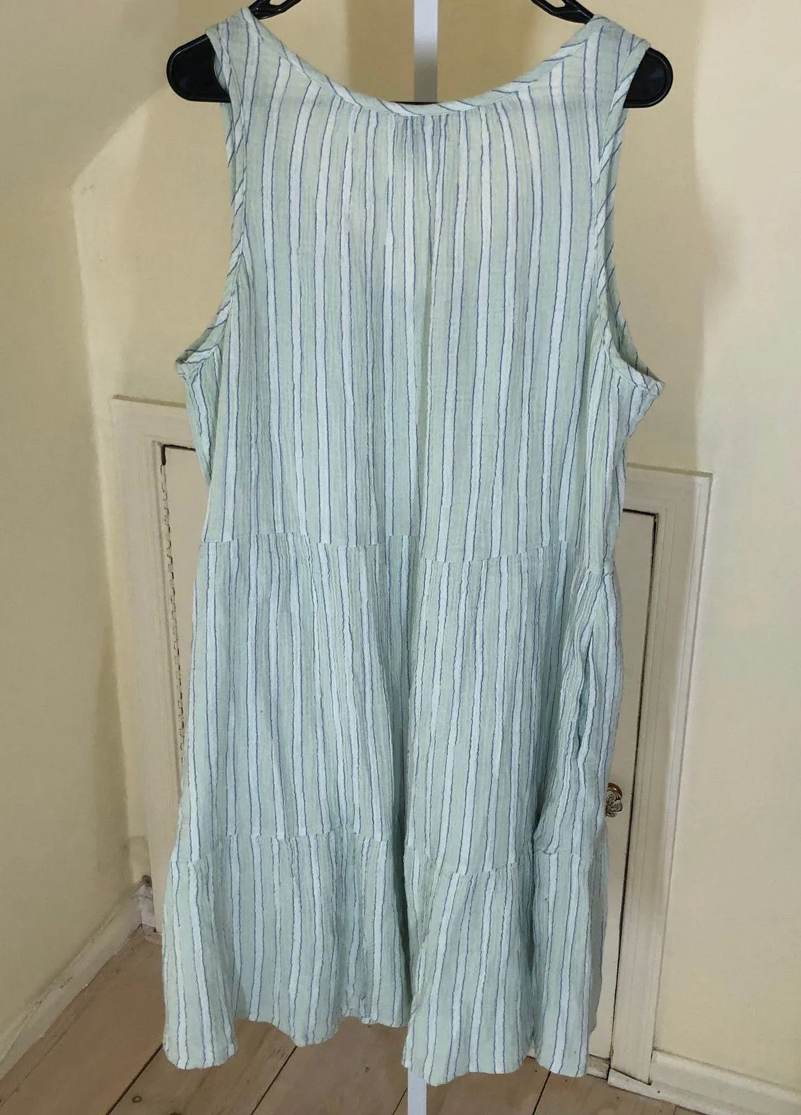 Universal Thread NWOT Women's Mini Sundress Light Green Striped 1X - Image 6