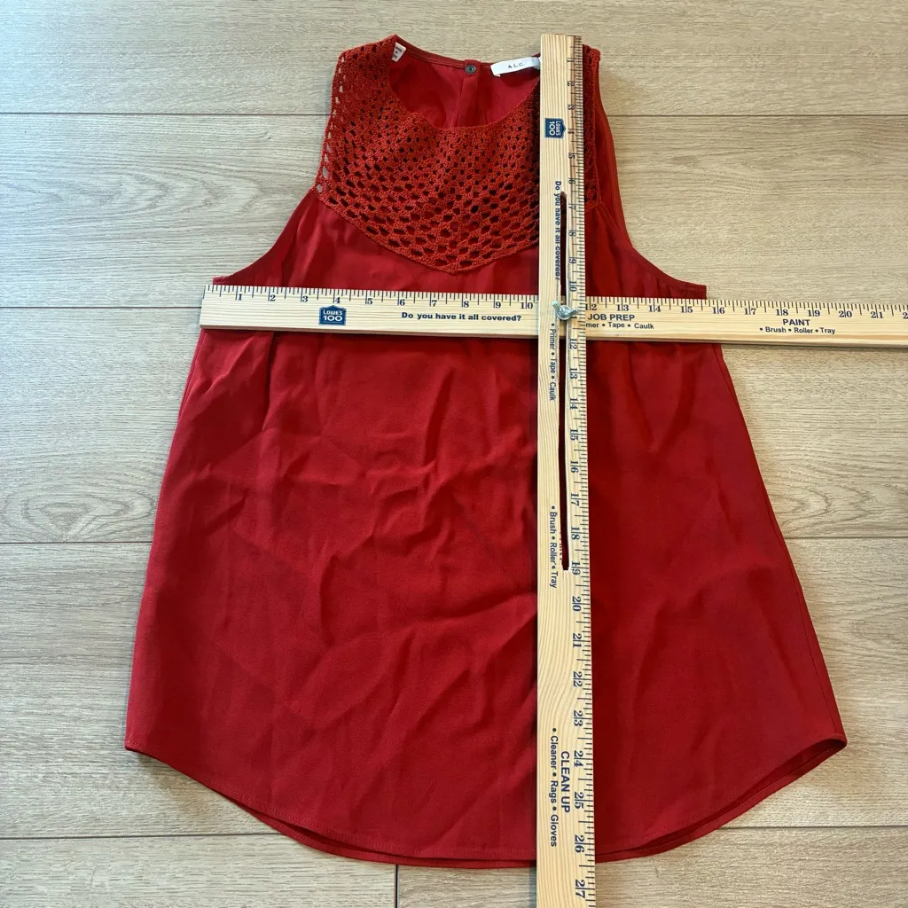 A.L.C. Women’s Quinn Crochet Sleeveless Halter Tank Top Burnt Orange Size 2 - Image 3