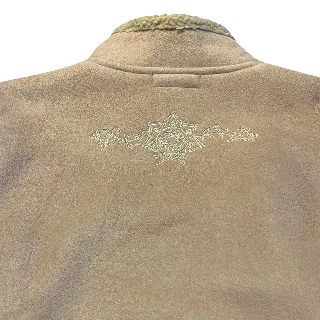 Charter Club Womens Faux Suede Embroidered Jacket Size S Sherpa Phoebe Buffay - Image 5