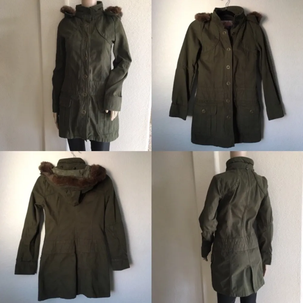 Zara Army Green Hooded Jacket S - Image 4