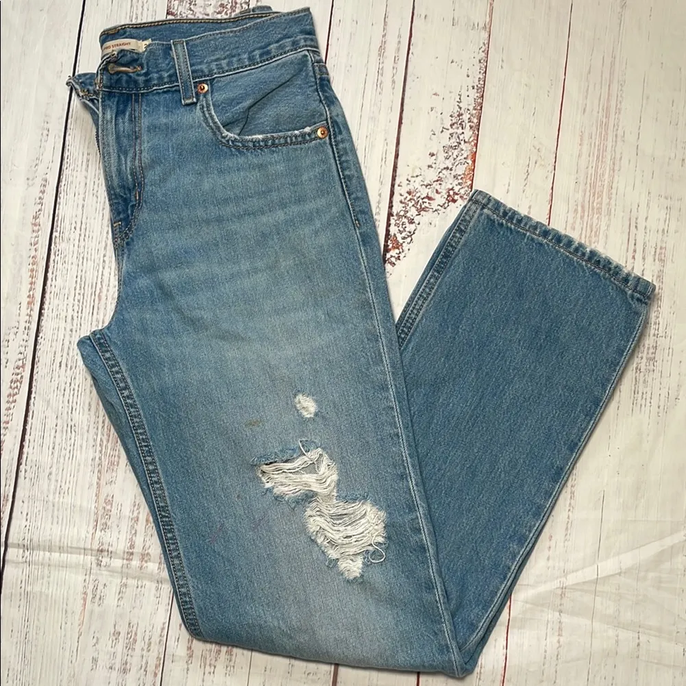 Levi's Blue Boyfriend Distressed Jeans - Image 5