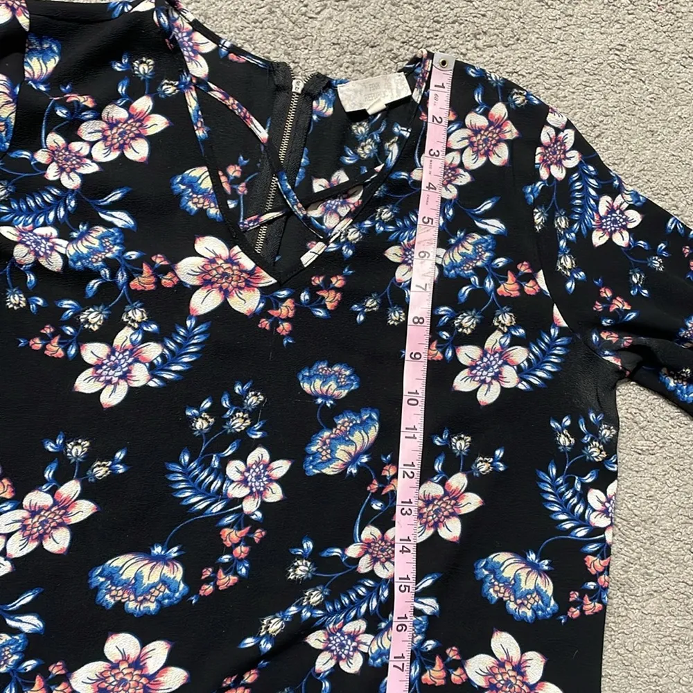 Pink Republic Navy Blue Floral Blouse | Size XL Juniors - Image 14
