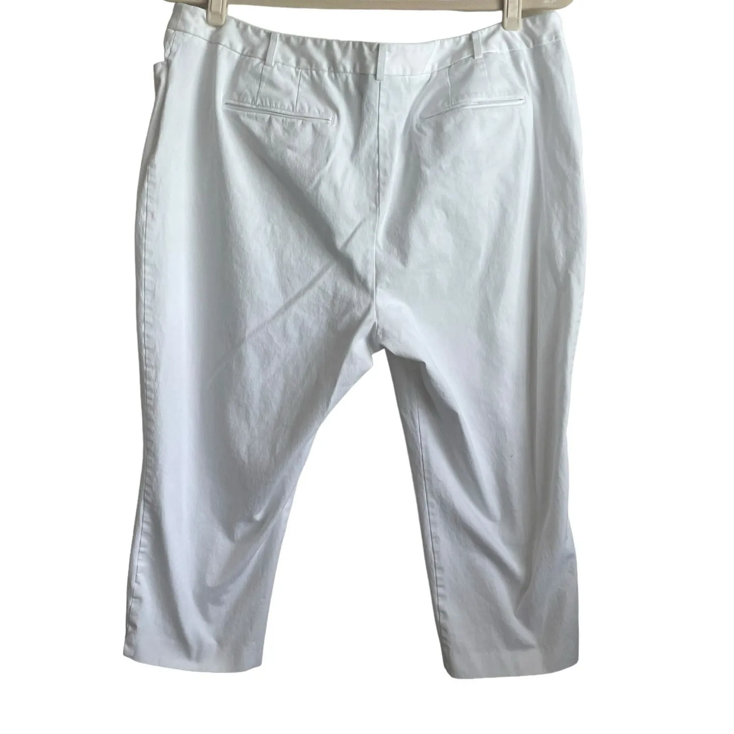 Lane Bryant Women Crop Pants 24‎ White Straight Leg Beachy Coastal Capris Vacay - Image 3