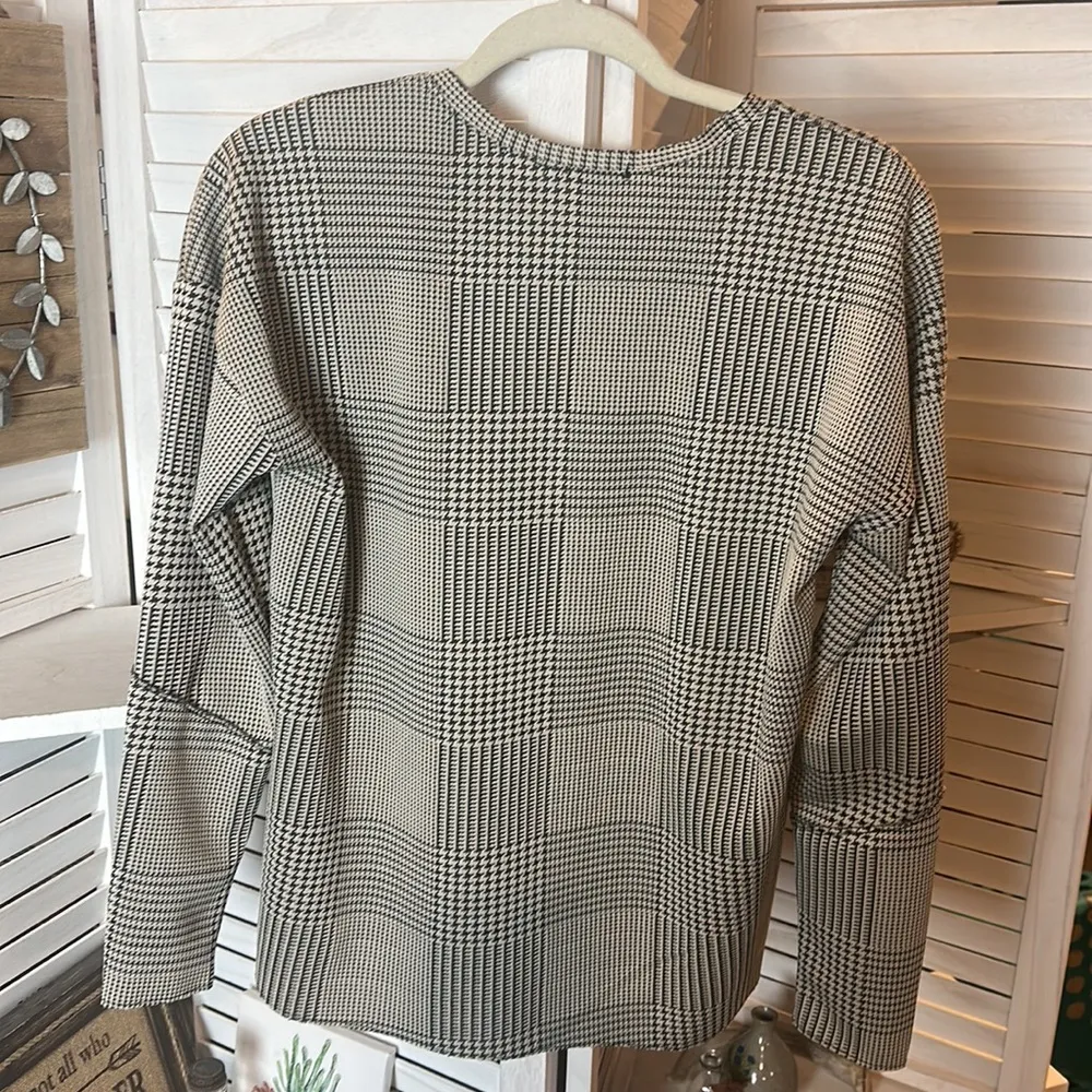 Zara High Low Houndstooth Patchwork Top - Image 5