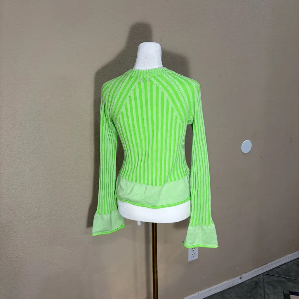 Rodebjer Eshe Rib Knitted Sweater In Techno Green Sz S Funky Retro Party EUC - Image 4