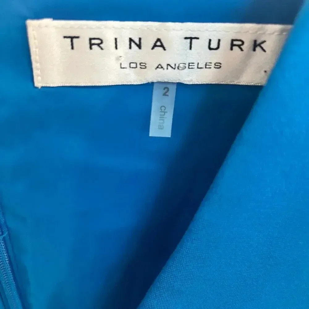 Trina Turk Blue Dress Size 2 Sleeveless Sheath Office Cocktail‎ Party Mini Dress - Image 2