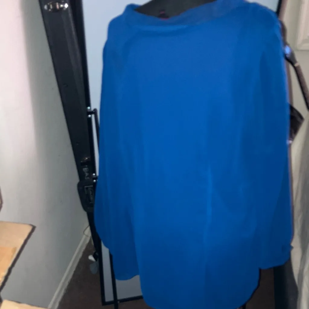 Simply Be Royal Blue Blouse with Black Tie Size 24W - Image 3