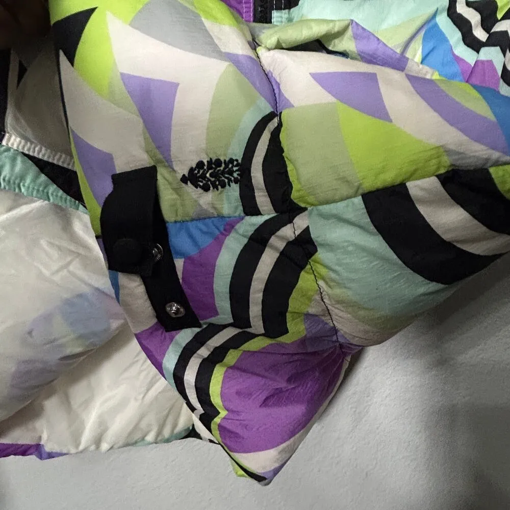 NEW New Free People In A Bubble Printed Puffer Neon Purple Vest Small Whimsical - Image 11