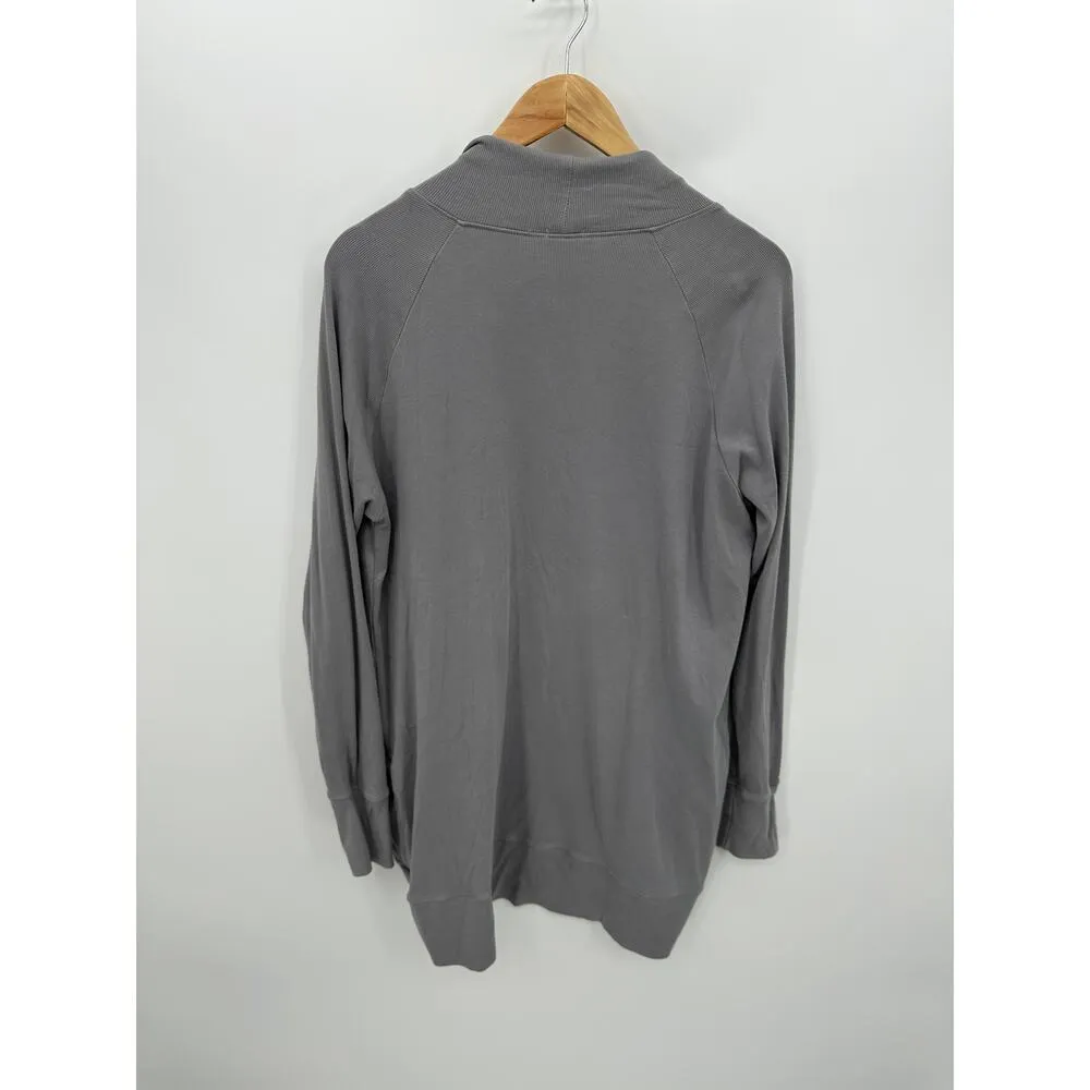 PJ Harlow Women Small Amelia Grey Open Front Cardigan Sweater Rayon Satin Blend - Image 2