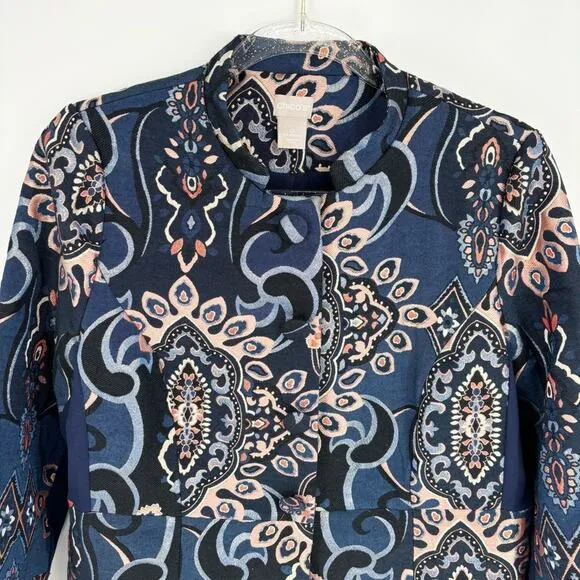 Chico's Jacquard Jacket‎ Size Small Metallic Thread Embroidered Gold Brocade - Image 7