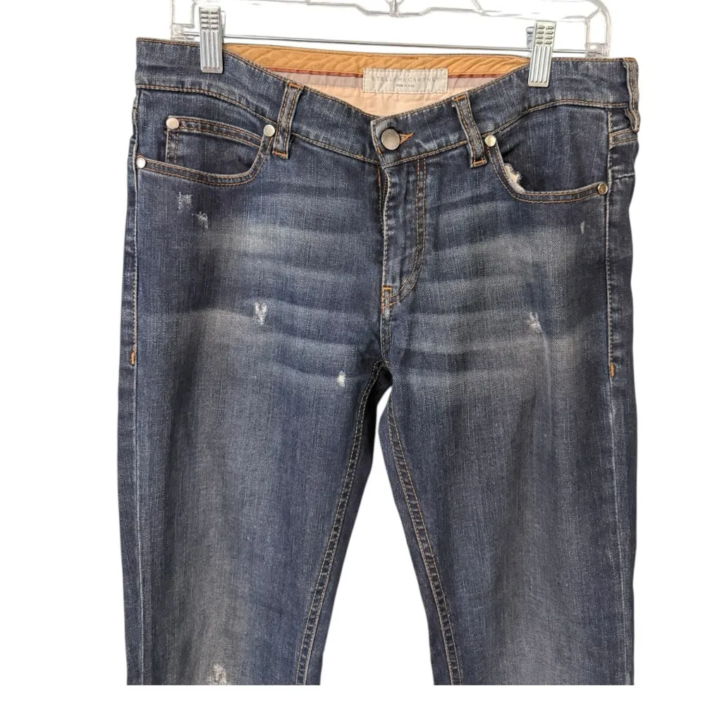 Stella McCartney Dark Wash Distressed Straight Leg Jeans Made in Italy Size 30 - Image 3
