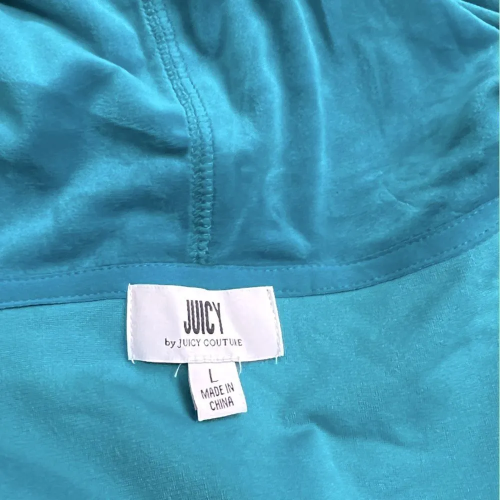 NWT Juicy By Juicy Couture Jumpsuit peacock Velour Hooded Long Sleeve Zip Up L - Image 6