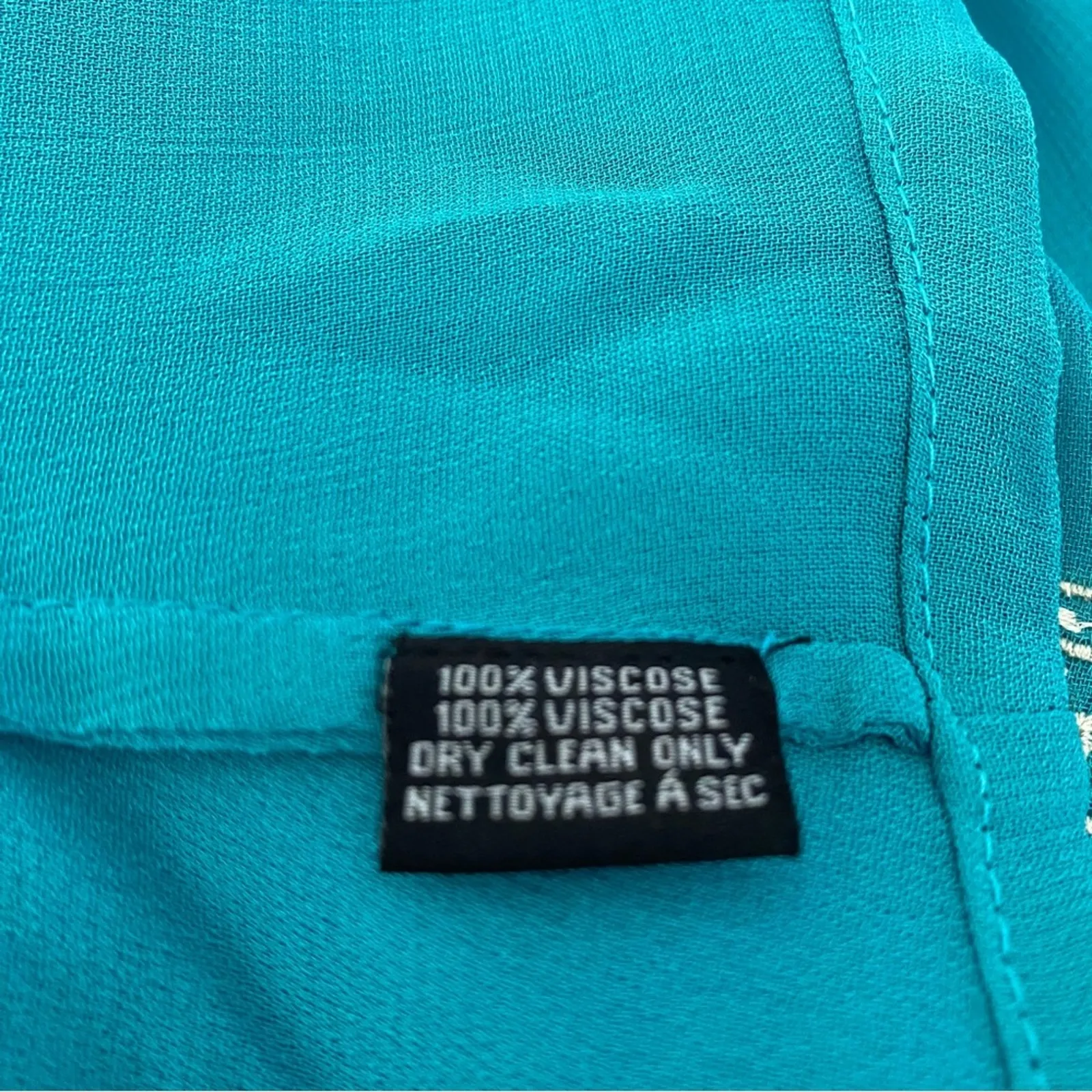 Tolani Embroidered Turquoise Blue Boho Blouse size small - Image 7