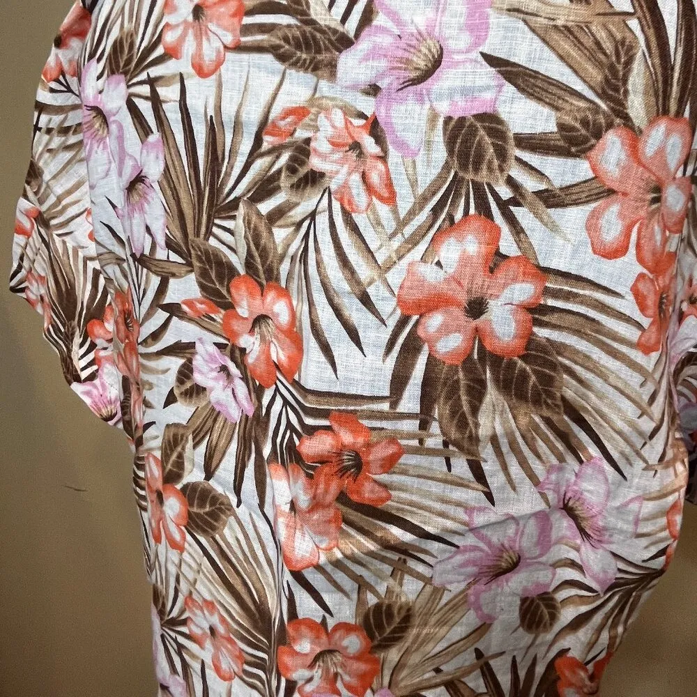 Lands End Linen Palm Leaf Top 100% Linen Size M 10 - Image 7