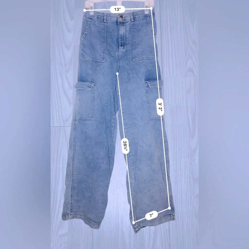 BLASHE Women’s Wide Leg Cargo Jeans Blue Size M - Image 6