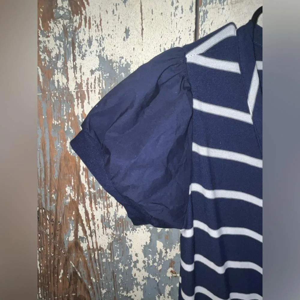 Revolve Chaser Jumpsuit Short sleeves Navy Stripes, size small - Image 3