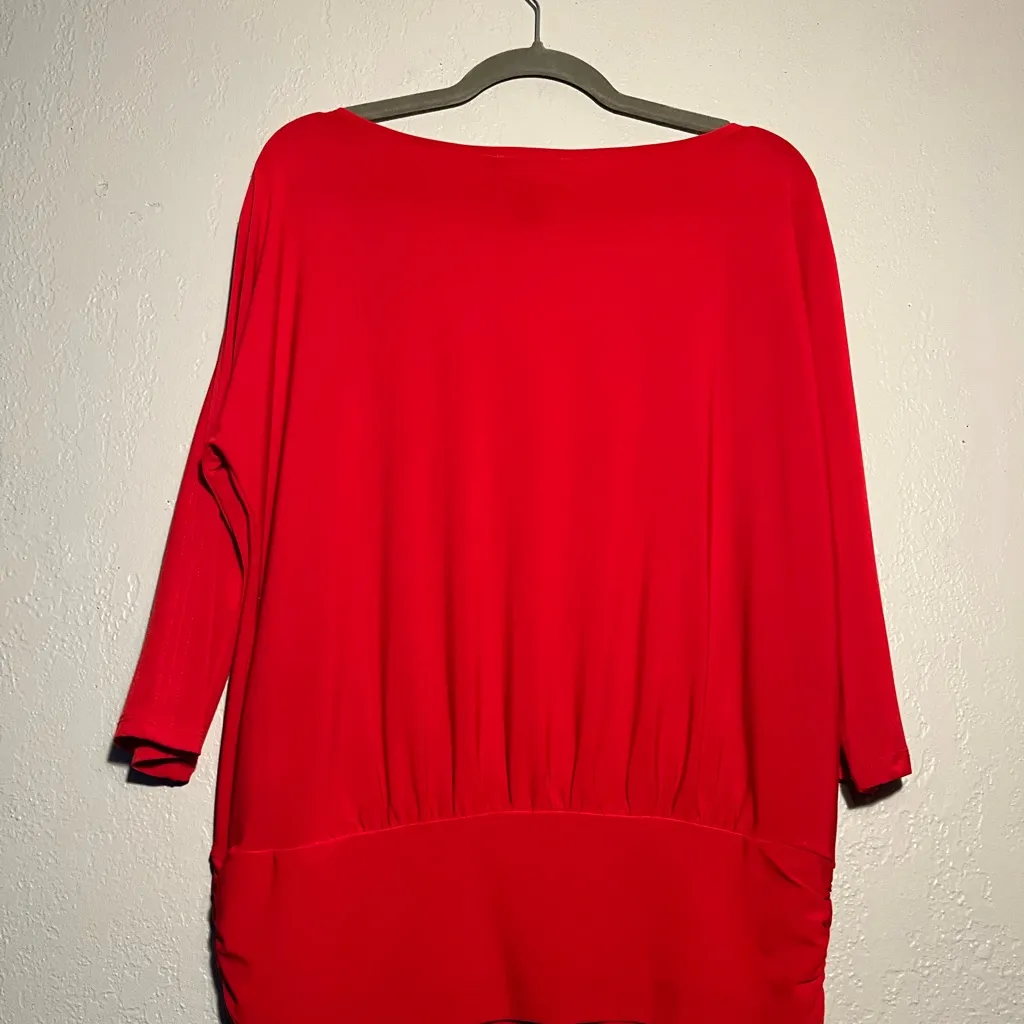 Frank Lyman Design Red Boxy 3/4 Sleeve Blouse SZ 10 Designer Top Flowy Luxury - Image 7