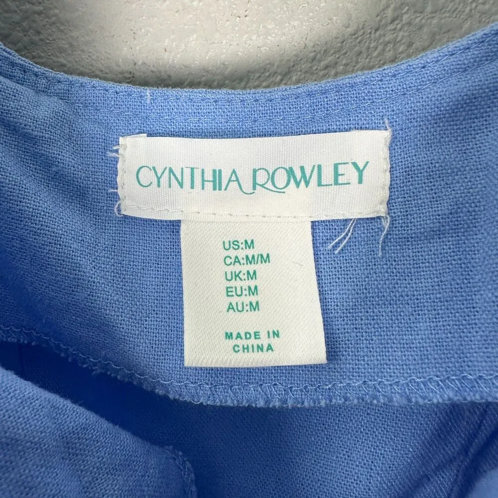 Cynthia Rowley Linen Blue Bubble Mini Dress Size Medium - Image 4