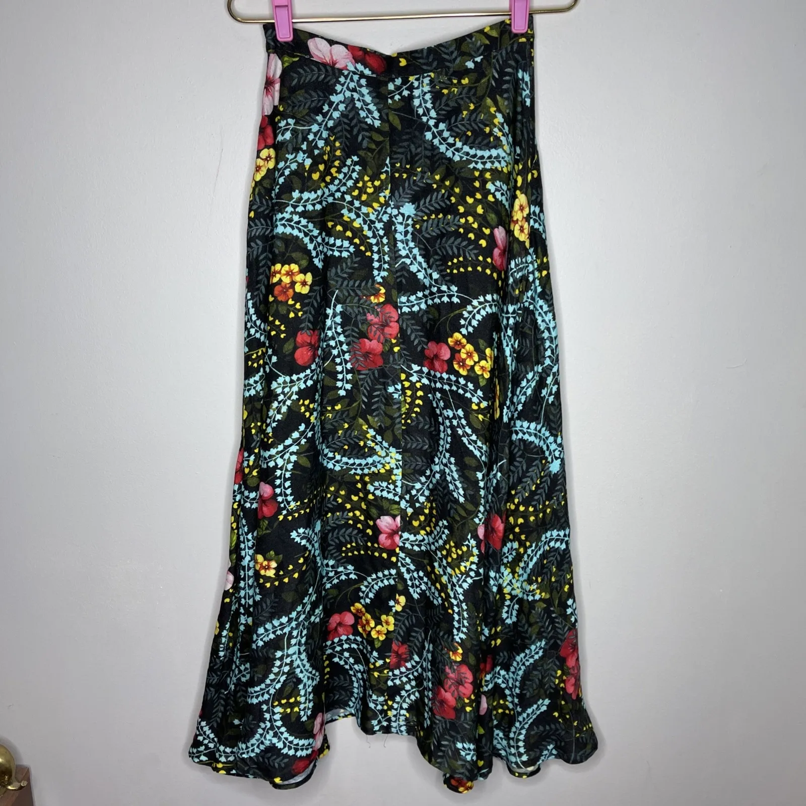 New‎ Sara Roka Maxi Skirt in Liberty Floral Sz 40 Black - Image 5