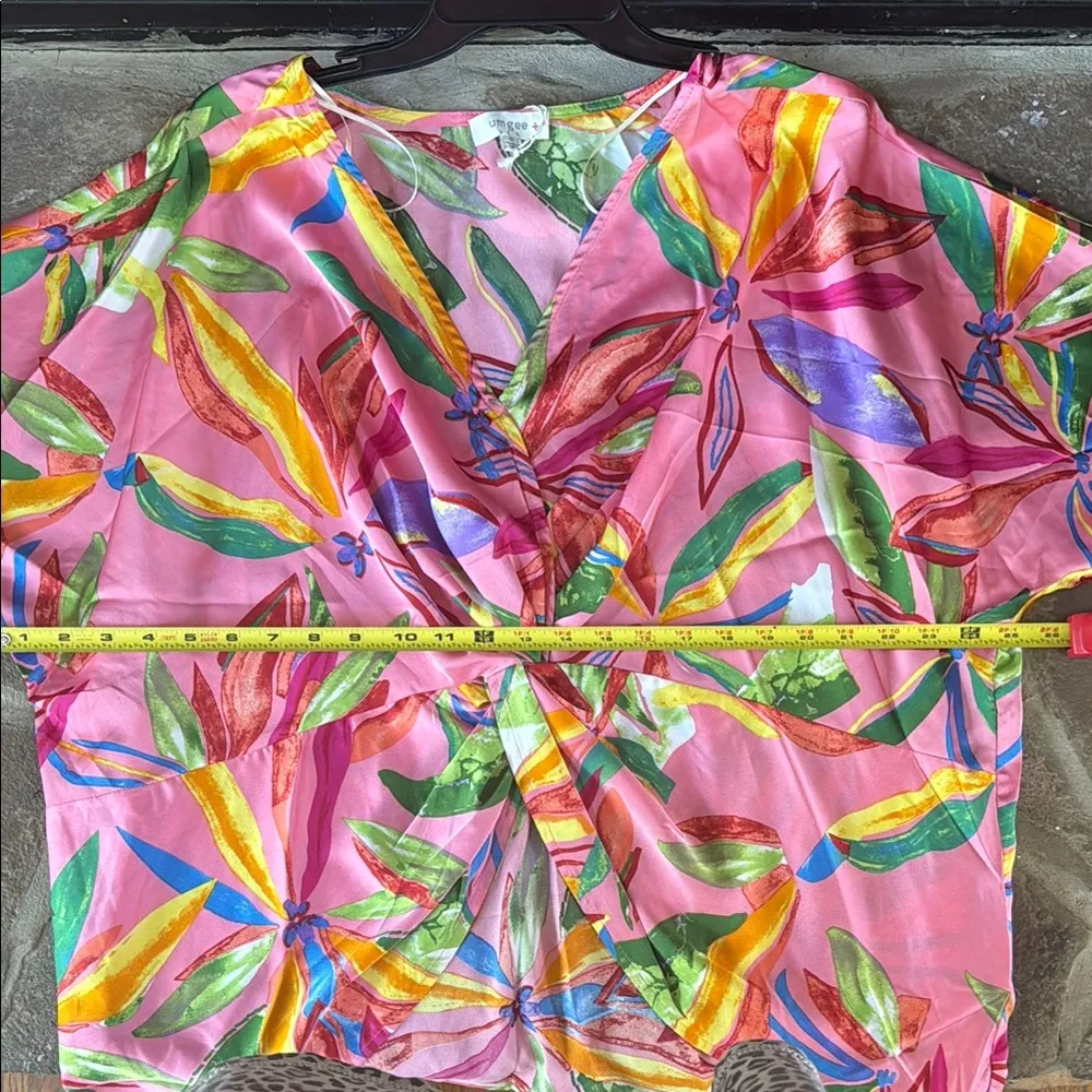 Umgee Tropical Floral Multicolor relaxed fit oversized silky blouse - Image 4