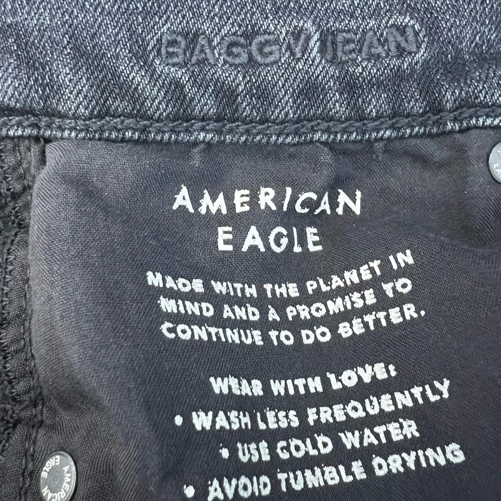 American Eagle Outfitters Distressed Black Baggy Jeans Size 0 - Image 7
