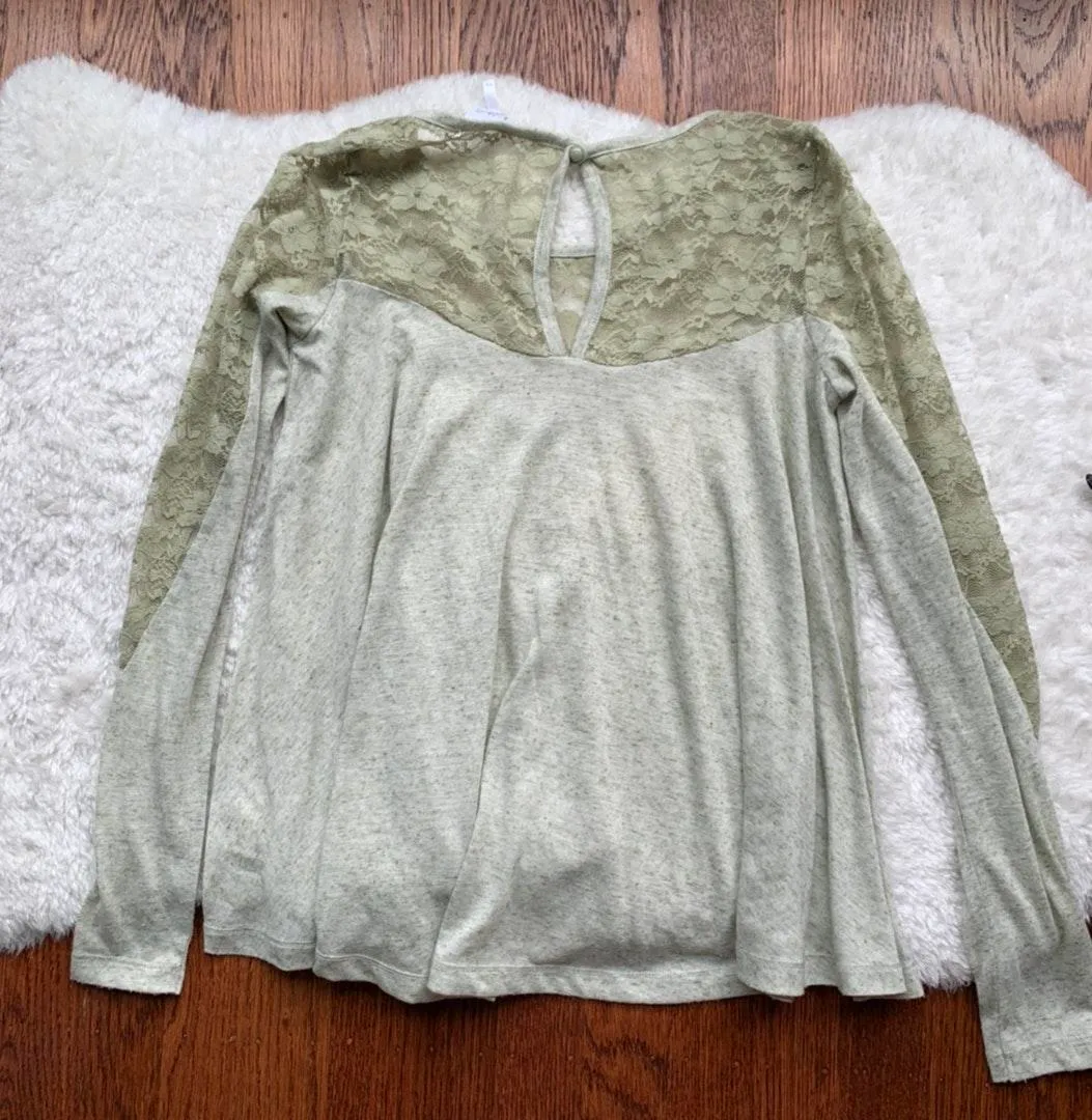 Kirra Olive Green Sweetheart Swing Lace Top XS - Image 2