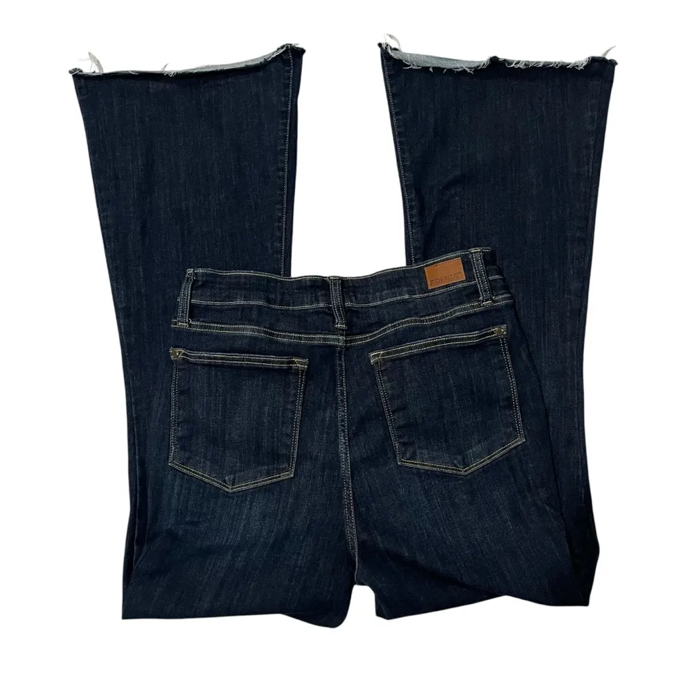 Judy Blue Dark Wash Raw Hem Flare Jeans, Sz 11/30 - Image 8