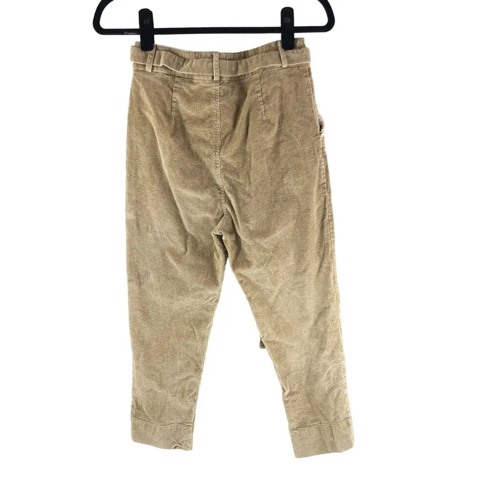 Princess Polly Womens Corduroy Pants Belted Fringe High Rise Beige 8 - Image 2