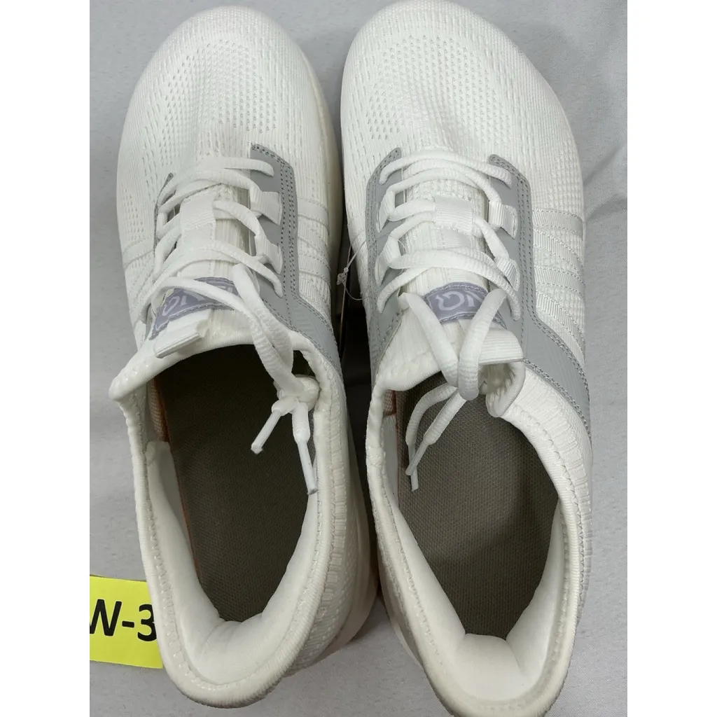 Men’s NWT BNQ Wide Breathable Lace Up Non Slip Sneakers Us 11 White Gray Mesh - Image 5