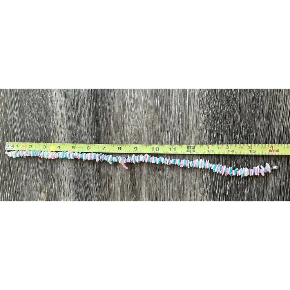 Vintage Puka Shell Chipped Necklace White Pink Light Blue Beach Summer - Image 10