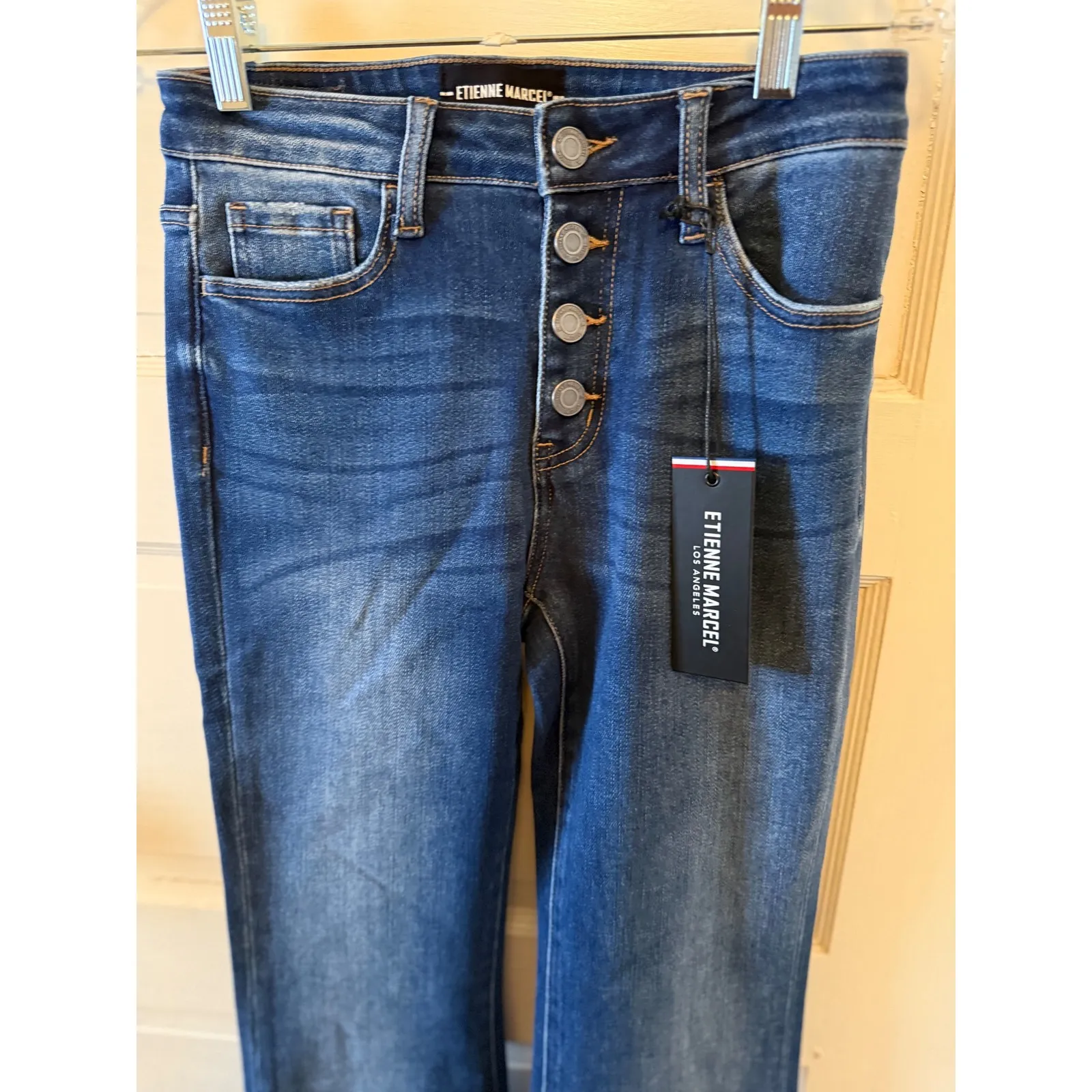 Etienne Marcel Women's chic Button Fly Flare Leg Jeans 27 EM 7554 Blue - Image 2